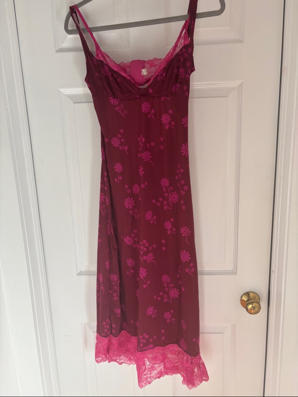 Free People Hot Pink Lace-Trim Slip